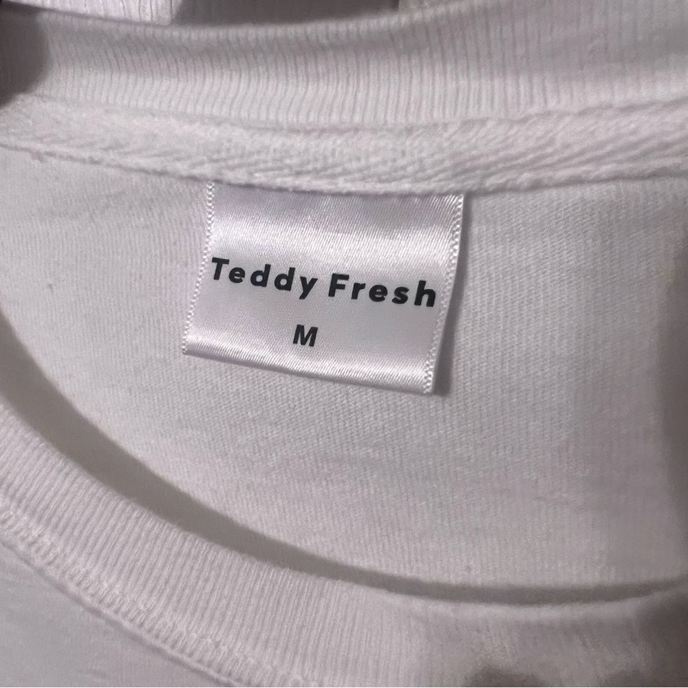 Teddy Fresh Long Sleeve Spellout Logo T Shirt White Rainbow Size medium - Picture 7 of 10